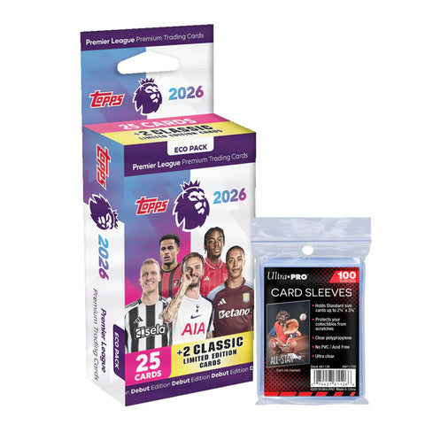 Topps Premier League 2026 - Debut Edition - Eco Pack + 100 Soft Card Sleeves