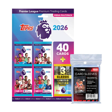 Topps Premier League 2026 - Debut Edition - Mega Multipack + 100 Soft Sleeves